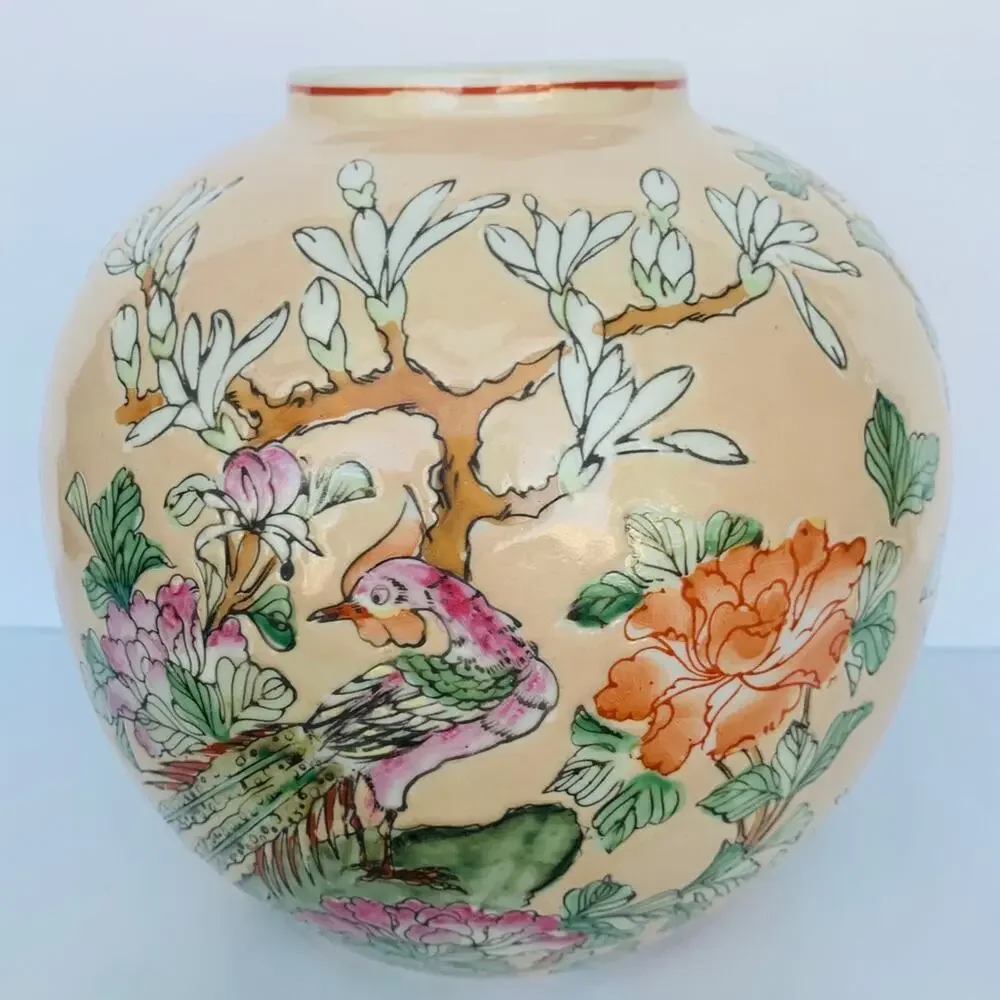 Antique Chinese Famille Rose Porcelain Phoenix Birds Ginger Jar vase - Picture 5 of 13